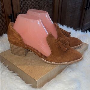 Jeffrey Campbell x Free People Charles Suede Leather Tassel Open Sided Loafer